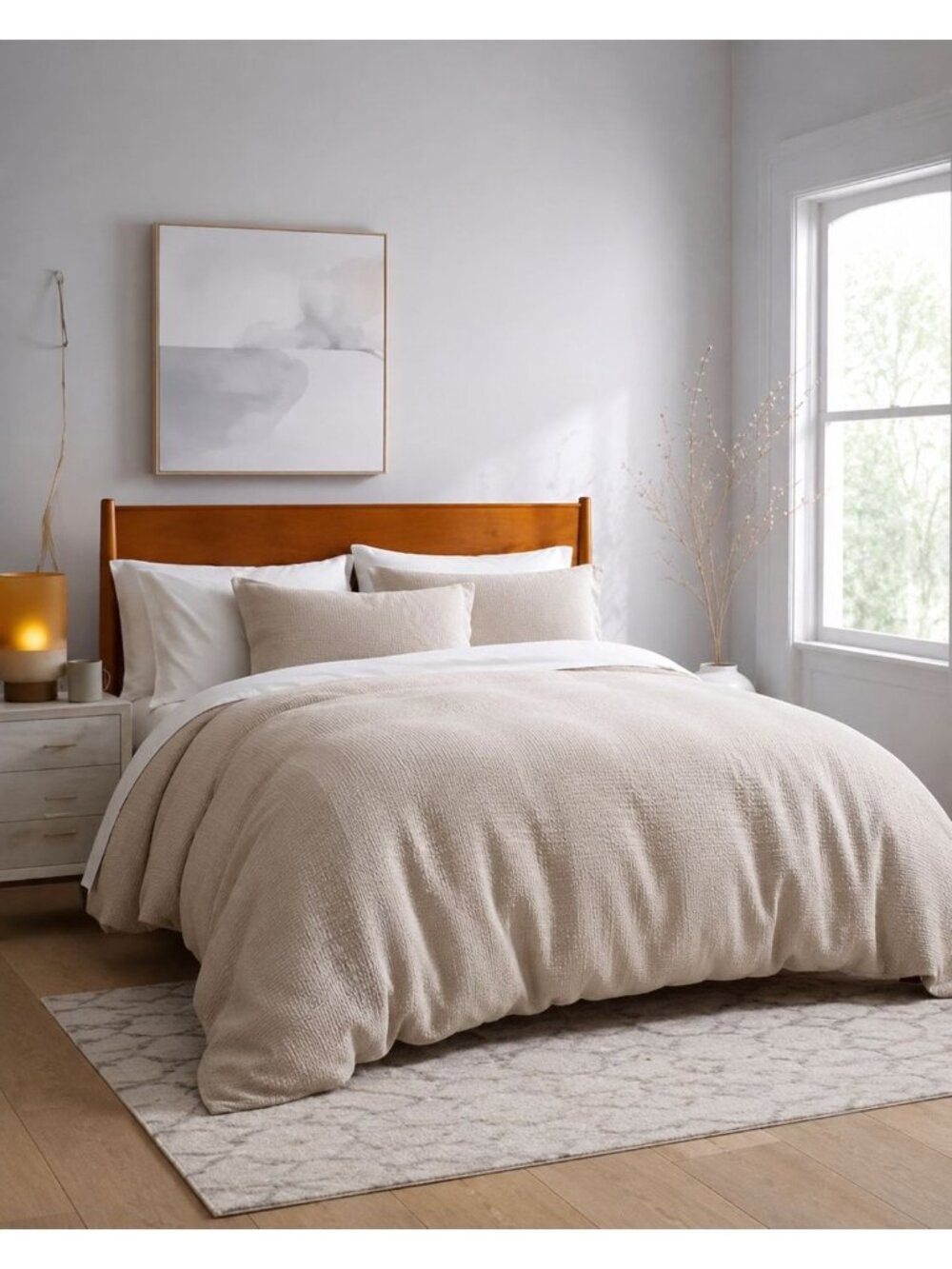 S24 | Quince Organic Luxe Honeycomb Duvet Cover King Cal King Sand NWT - Picture 8 of 11